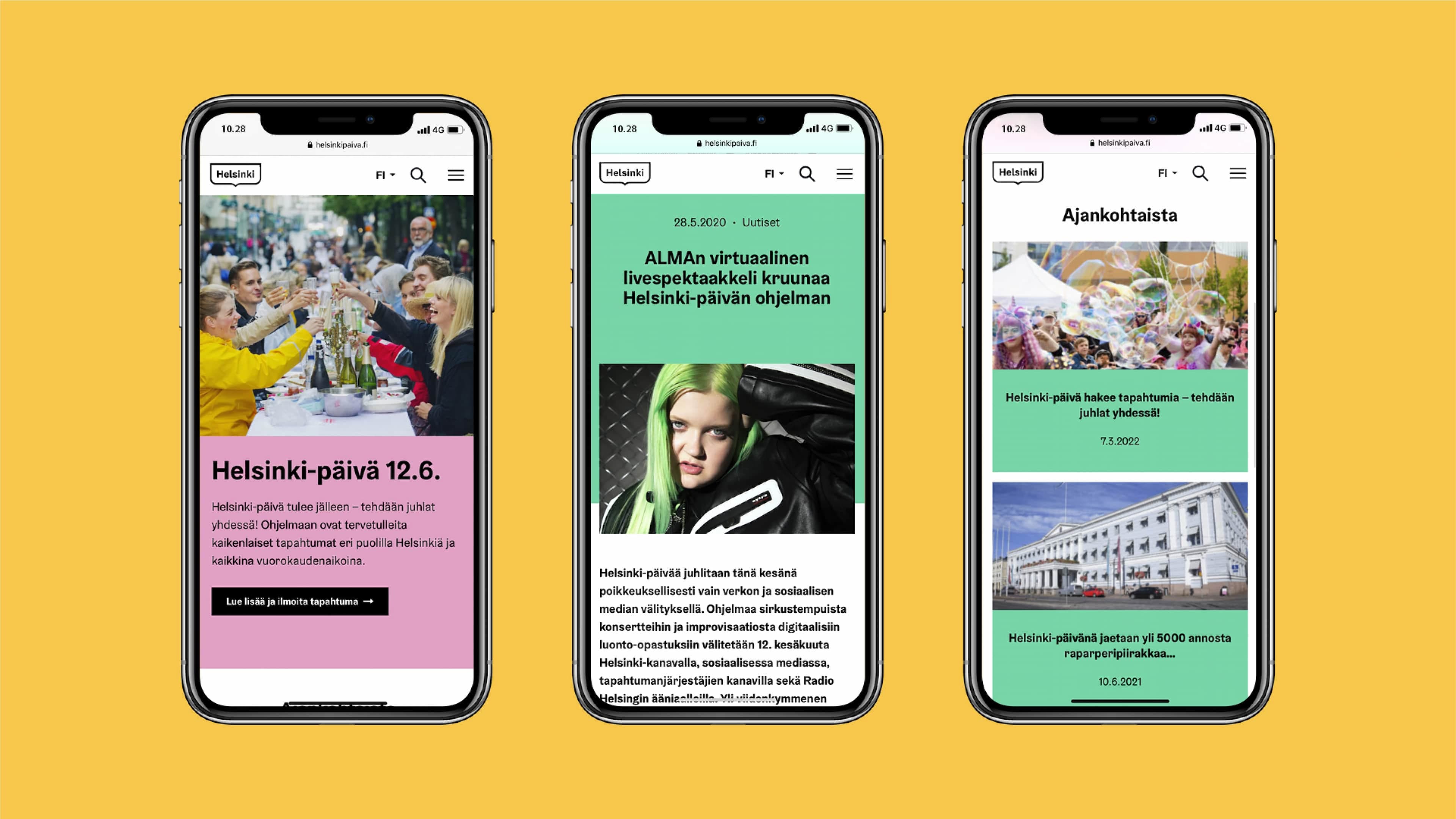 Helsinki päivä mobiilinäkymä