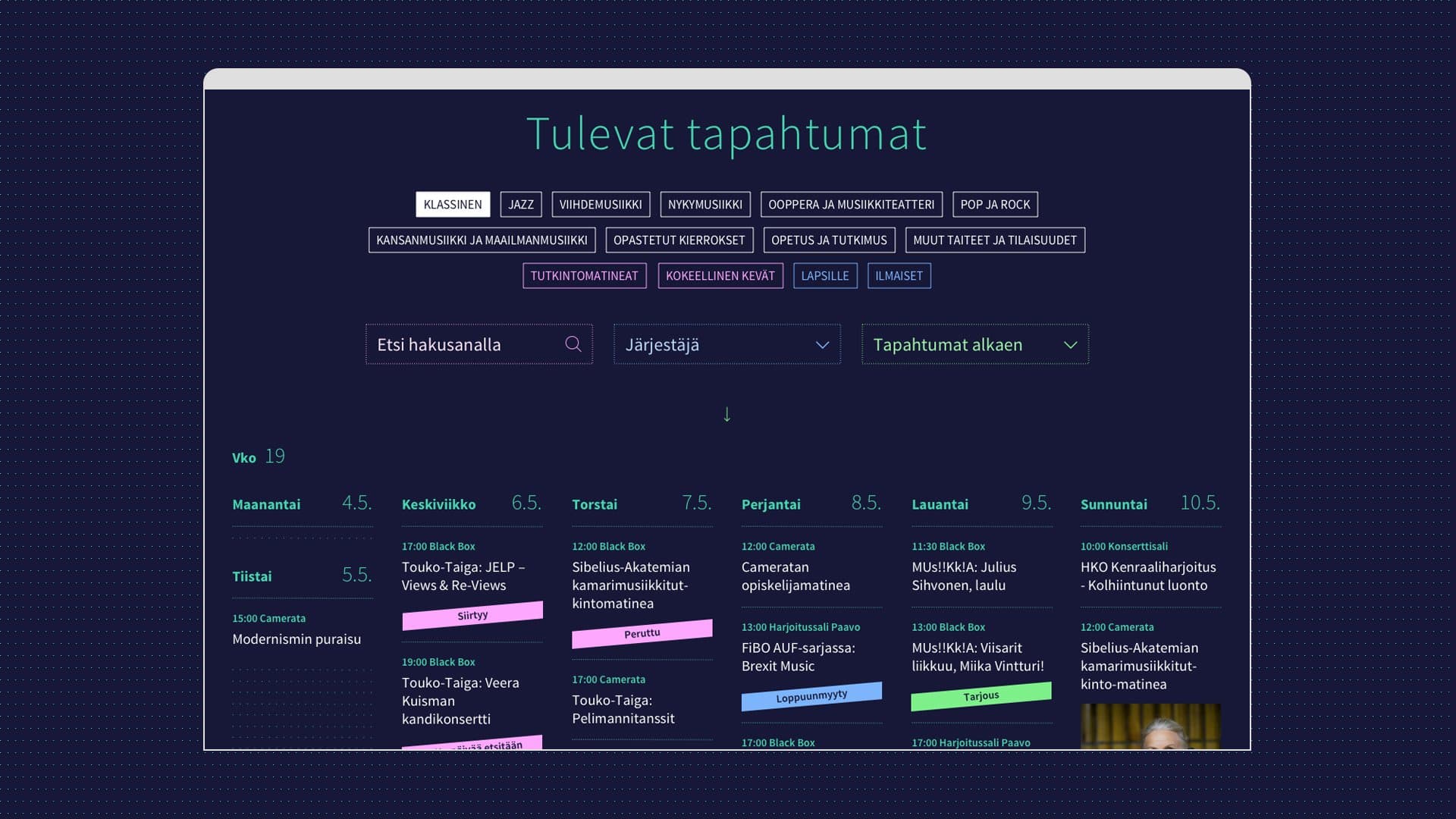 Musiikkitalo tapahtumakalenteri