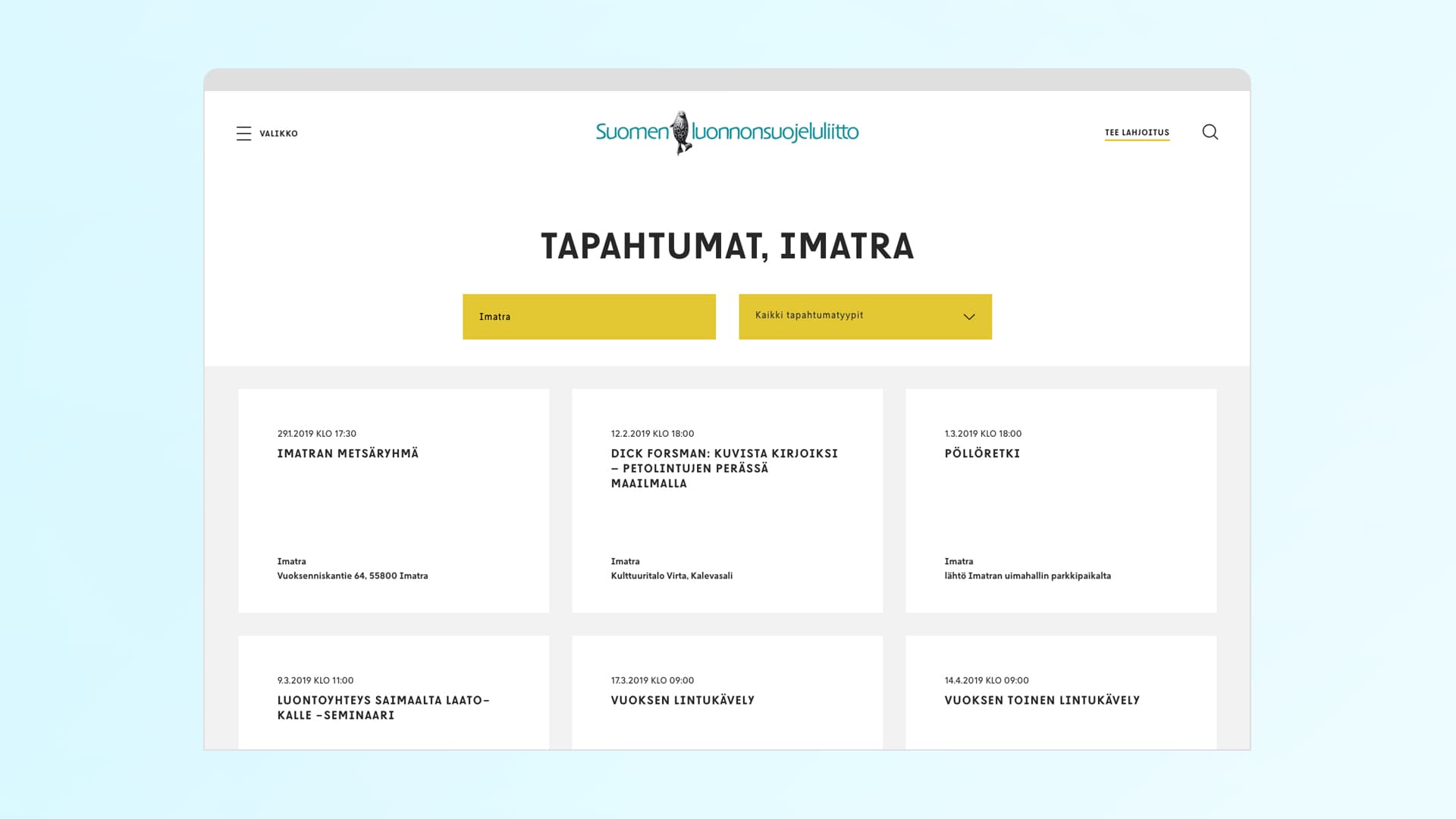 Suomen luonnonsuojeluliitto tapahtumakalenteri